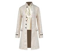 VERNASSA Steampunk Victorienne Pirate Gothique Cosplay Manteau pour Hommes Manteau Jacquard Veste Manteau Costume médiéval d'halloween, S-4XL