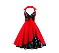 VERNASSA Vintage Années 1950s Robe de Soirée Cocktail Femme Rockabilly Swing, Audrey Hepburn pin-up Robe de soirée Cocktail, Style Halter années 50 à Pois