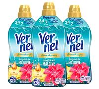 Vernel Adoucissant concentré Aromatherapy parfum désir de Maldives pour machine à laver lessive parfumée et vêtements doux et moelleux - 3 flacons de 1,15 litre