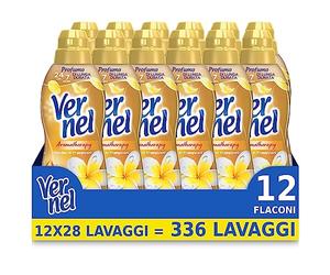 Vernel Aromatherapy Charme de Frangipani, Adoucissant Machine à laver concentré, Sensation de parfum comme fraîchement lavé, 12 flacons de 700 ml (336 lavages) - 8400 g