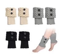 Vernerth 3 Paires Guêtres Femme Chaudes en Laine et Acrylique - Jambières Élastiques Confortables pour Hiver, Noir/Beige/Gris, Accessoire Mode pour Femmes et Filles