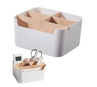 Vernerth Organiseur de Bureau 5 Compartiments en Bambou - Boîte de Rangement Modulable pour Stylos, Maquillage, Télécommandes et Smartphone, Idéal Bureau Domicile, École et Chambre
