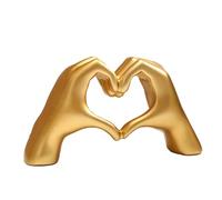 Vernerth Ornements dorés pour la maison - Sculpture de geste d'amour de la main de 13 x 7,5 cm, statue de mains en cœur, décoration élégante en résine, ornements dorés modernes pour salon et bureau