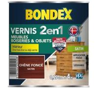 Vernis à bois satiné - BONDEX - Chêne foncé - Intérieur et extérieur - Bois - 0 25 l - Bicouche - Rendement 3 m²
