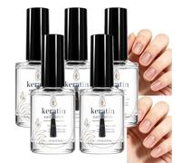 Vernis à ongles à la kératine renforçant et nourrissant, durcisseur à ongles vernis à ongles transparent extra fort et croissance, sérum et soin réparateur hydratants transparents (5pcs)