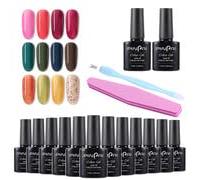 Vernis à ongles avec 12 couches de base sans rinçage Lime rose et outil pour peaux mortes