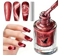 Vernis à ongles Cat Eye sans lampe UV - Vernis à ongles magnétique avec effet 3D - Séchage rapide et durable - Pour nail art DIY - 12 ml (rouge)