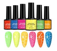 Vernis à Ongles Crackle,Set de 6 Vernis Fluorescents Résistants - Sans Écailles - Soins Beauté pour Usage Quotidien, Mariages, Salons et Voyages - Idéal Photographie