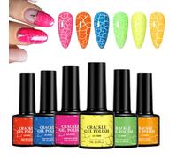 Vernis à Ongles Crackle | Vernis Fluorescent UV Craquelé Lot de 6 | Soin pour Ongles Résistant & Tendance pour Salon, Maison et Mariage