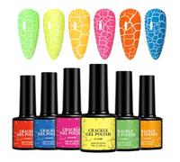 Vernis À Ongles Craquelé - Vernis Craquelée UV Fluorescents Lot De 6 - Produits De Beauté Et Articles De Soins Pour Filles Femmes Ménage Voyage Mariage Quotidien