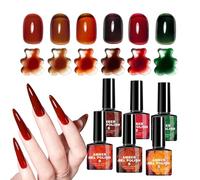 Vernis à ongles d’automne - Ensemble de couleurs | Résine Ambrée - Collection de pigments de gel aux tons chauds, conception de contrôle de brosse lisse pour les femmes adolescentes mères scène fêtes