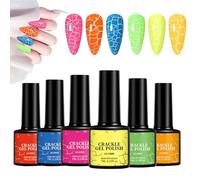 Vernis à Ongles Effet Craquelé Kit - Set de 6 Vernis Fluorescents Résistants,Soins Personnels pour Femmes Filles Utilisation Mariage Voyage Photographie
