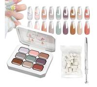 Vernis à ongles en gel - 9 couleurs - Palette de peinture à ongles pour femme - Éponges et pinces métalliques connectées - Polissage de manucure pour professionnels - Salon - Collection de mariage à