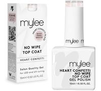 Vernis à ongles en gel confettis cœur - ZGEER - Couche de finition sans essuyage - 15 ml - Clair, Rose - Séchage rapide