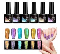 Vernis à Ongles en Gel Magnétique,Couleurs en Gel pour Ongles - Kit De Manucure 6 Pièces Pour Les Performances Scéniques Les Festivals De Musique Les Étudiantes Les Filles