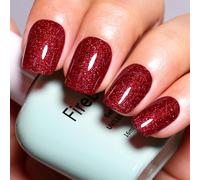 Vernis À Ongles En Gel Rouge Pailleté, 16ml Grand Flacon De Vernis À Ongles Rouge Irisé De Noël, Salon De Manucure, Uv/Led, Vernis À Ongles D'automne Et D'hiver 1pcs