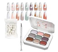 Vernis à ongles gel, 9 couleurs, longue durée, avec éponges, pour dégradé de couleur, avec éponges et pince en métal, pour manucure dans le salon, les mariages, les fêtes et la maison
