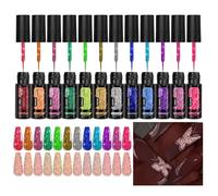 Vernis à ongles gel à paillettes - 12 couleurs - Liner pour le design artistique - Kit de manucure réfléchissant pour les fêtes, les vacances, les fêtes d'été, design artistique