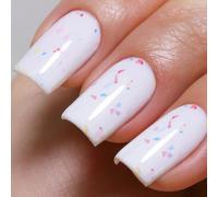 Vernis À Ongles Gel - Blanc - 15 Ml - Avec Paillettes Colorées - Pour Le Printemps Et L'été - Led Uv - Pour Débutant - Manucure - Salon Diy