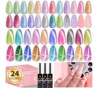Vernis à ongles gel œil de chat Clara Colors, 28 pièces, paillettes, rose, rouge, violet, vert, bleu, or, argent, gris, couleurs scintillantes, ensemble de vernis à ongles gel avec bâton magnétique