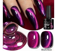 Vernis à ongles gel œil de chat violet 7,5 ml, base noire, effet caméléon magnétique, paillettes aurore, soak off, UV LED, vernis à ongles scintillant pour nail art, salon Starlit Cat 01