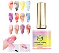 Vernis À Ongles Gel Marbré,Outils de Manucure avec Colle à Dégradé Aquarelle,Vernis À Ongles Décoratif Japonais | Pour Printemps Été Saint-Valentin Anniversaire Fête Vacances Maison Voyage Femmes Fill
