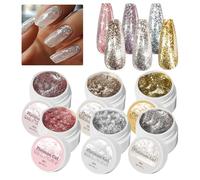Vernis à Ongles Gel Pailleté Chrome Platine | Kit De 6 Vernis À Ongles Gel Brillant,Fournitures Pour Manucure Stylisée Voyage Salon Quotidien Fêtes