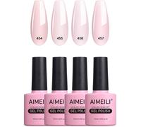 Vernis à ongles gel semi-permanent - ZUUKO - 4 couleurs - 10 ml - Lot - Transparent nude rose - Brillant