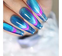 Vernis à ongles gel UV bleu Cat Eye - Magnétique Catye Eye - Vernis à ongles gel gel durable - Vernis à ongles holographique à paillettes - Soak Off UV LED avec 1 aimant pour manucure DIY 10 ml (bleu)