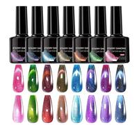 Vernis à ongles magnétique,Vernis semi-permanent aimant 8 couleurs | Finition brillante intense pour cérémonie de voyage quotidienne