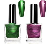 Vernis À Ongles Miroir Métallisé, 7.5ml 2pièces Manucure Brillant-miroir Et Longue Durée Nail Multicolore Métallique Effet Nail Polish Brillant Pour Les Fête Et Les Festival