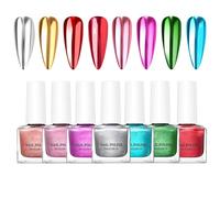 Vernis à Ongles Miroir Poli Gel Miroir Longue Durable, 8 Couleurs Rapides Bombes Manucure Artistique Pour La Maison Professionnelle Événements Fêtes De Mariage Prof