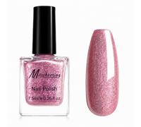 Vernis à ongles nacré à paillettes, séchage rapide, vernis à ongles réfléchissant à paillettes, vernis à ongles durable, pour femme, nail art à la maison, sans lampe UV (rose, 7,5 ml)