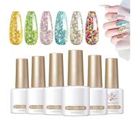 Vernis à ongles pailleté, vernis à gel pailleté | Finition brillante 6 couleurs UV FEAK FOAK OFF Nail Manucure Kit 7ml,Les à main ensemble sont de longue durée de gel scintillant pour le salon à domic
