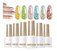 Vernis à ongles pailleté, vernis à gel pailleté,Finition brillante 6 couleurs UV FEAK FOAK OFF Nail Manucure Kit 7ml | Les à main ensemble sont de longue durée de gel scintillant pour le salon à domic