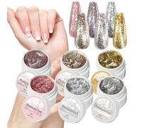 Vernis à ongles pailletés - Ensemble de vernis gel étincelant, kit de couleurs artistiques, outil de manucure longue durée, design scintillant multicolore, pack d'accessoires cosmétiques pour ongles |