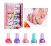 Vernis à Ongles pour Enfants, Maquillage Enfant Fille Vernis à Ongle, Peel-Off Non Toxic Vernis à Ongles Enfant, Coffret de 5 Vernis à Ongles à Paillettes pour les Filles à Parti Cadeau