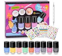 Vernis à Ongles pour Enfants - Séchage Rapide, 9 Couleurs, Non Toxique, à Base d'Eau, Pelable, Faible Odeur - Mini Format pour Filles avec Autocollants de Pierres Précieuses