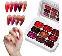 Vernis à ongles rouge - 18 ml Noël séchage rapide Kit panneaux beauté | émail rouge avec paillettes | pour les fêtes salon maison voyage mariée spa fête vacances