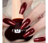 Vernis à ongles rouge nacré durable noir scintillant - Facile à utiliser et à enlever - Résistant aux rayures