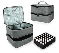 Vernis à Ongles Sac de Rangement Double Couche, Organisateur Étui de Manucure Portable pour Lampe Sèche Ongles et Accessoires, Boite Trousses de Toilette Voyage (Gris)