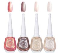 Vernis À Ongles Semi Permanent, 4 Couleurs Nacré Avec Fil Shell Glitter Gel Pailleté Kit Gel Ongle French Manucure Nail Art Ongles Gel Soak Off Uv/Led Gel Polish Pour Starter Salon Diy Home