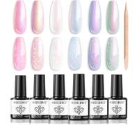 Vernis À Ongles Semi Permanent 6 Couleurs Rose Blanc Perle Effet Soak Off Vernis Gel Uv Semi Permanent Avec Stick Dessine Le Cercle