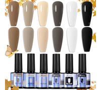 Vernis à Ongles Semi Permanent Brun Set, UV LED Gel Polish, 6 Couleurs Lot de Vernis à Ongles Gels, Gel Vernis à Ongles Soak Off UV/LED, Vernis Gel UV pour Studio de Manucure DIY Home