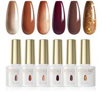 Vernis à ongles semi-permanent marron, 6 couleurs citrouille orange marron caramel marron paillettes vernis à ongles gel UV