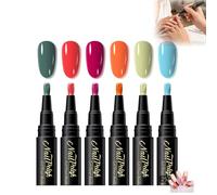 Vernis à Ongles, Stylo Vernis à Ongles, 6 Couleurs, Accessoires de Peinture pour Manucure, Séchage Rapide sans Lumière, pour Professionnelle ou à Domicile, Voyage (Style F)