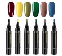 Vernis À Ongles Stylos, 6 Couleurs Vernis À Ongles Stylos Ensemble Séchage Rapide, 3 En 1 Non UV Ongle Art Stylo Outils Kit, Française Manucure Gel Verniss À Ongle Stylo Longue Durée