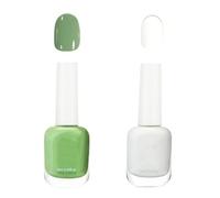 Vernis à Ongles Unis à Séchage Rapide 2 PCS Longue Durée à Base D'eau Vernis Blanc Brillant Vernis à Ongles Vernis Semi Permanent Vert Sans Lampe UV pour Nail Art à Faire Soi-Même(7ml Vert+Blanc)
