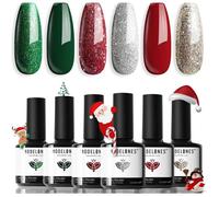 Vernis À Ongles Uv Semi Permanent Vert Rouge Pailleté, Vert Sapin Lot 6 Couleur Noël Kit Soak Off Gel Nail Polish Pour Banquet[V20]