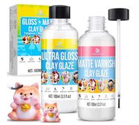 Vernis Argile Autodurcissante 200ml - Vernis à Poterie Imperméable - Protection Durable Anti-Fissures & Anti-Rayures - Finition Glaçage & Satinée - Pour Argile Polymère et Céramique(Brillant + Mat)